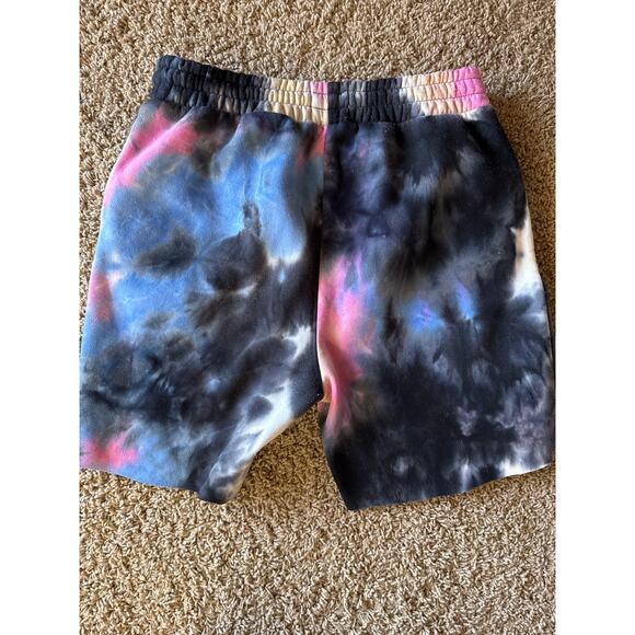 Streetwear Society Black Blue Pink Tie Dye XL Cutoff Drawstring Sweat Shorts - Picture 4 of 5
